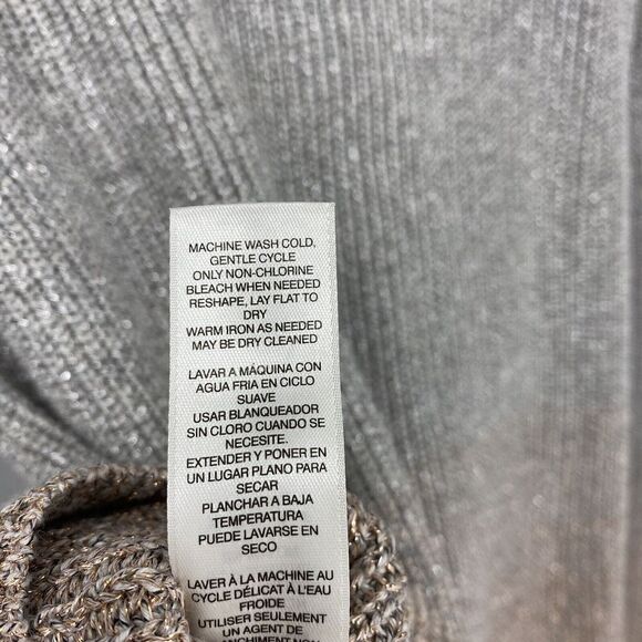 WHBM Sweater Size Medium Womens Silver Pink Long Sleeve Cowl Neck Ombre Shimmer - Picture 7 of 8